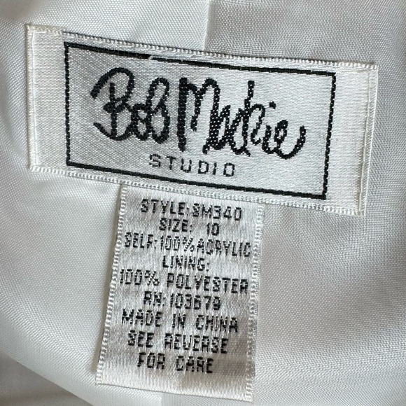 Vintage Bob Mackie Studio Striped Tweed Pink and off white Blazer Jacket Sz 10 - Picture 3 of 10